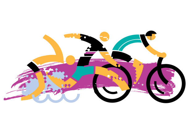 三个铁人三项选手图片下载