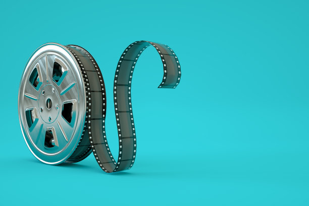 蓝色背景胶片卷轴图片下载