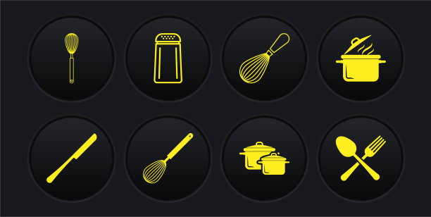 设置刀锅厨房搅拌盐和图片下载