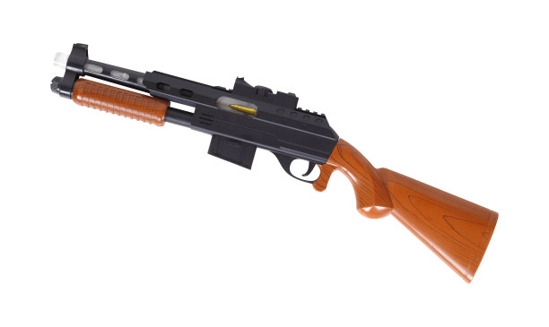 玩具-侧视儿童突击步枪。孤立的图片下载