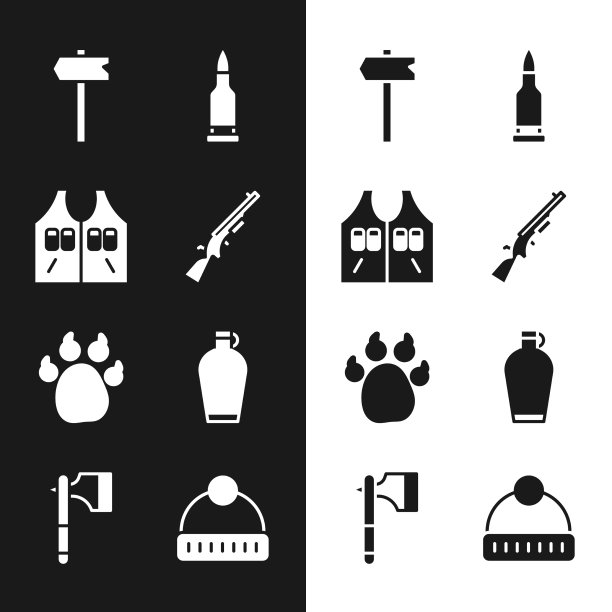 设置猎枪狩猎夹克道路交通标志图片下载