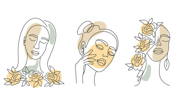 集合女孩线条艺术简约图片下载