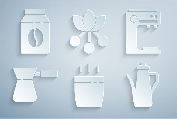 集咖啡杯机土耳其茶壶豆图片下载