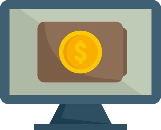 在线PC数字钱包图标扁平孤立图片下载