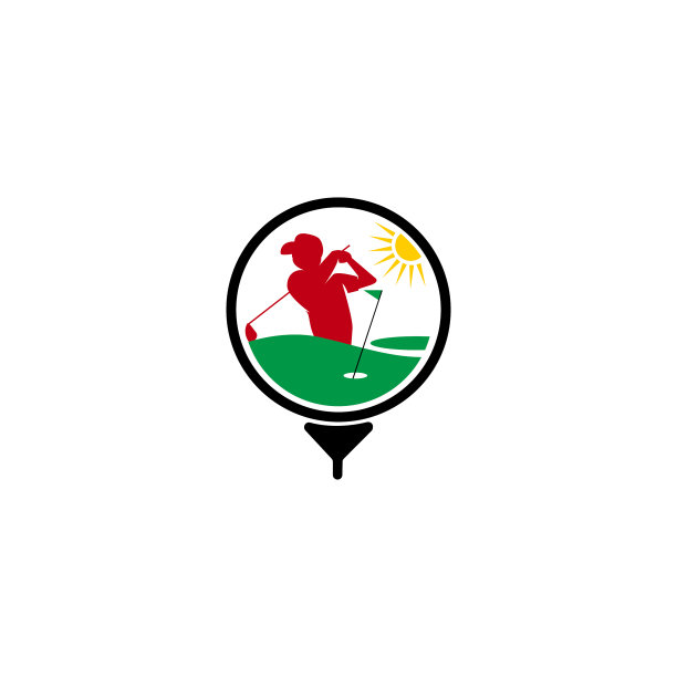 高尔夫标志，高尔夫击球标志，负空间高尔夫标志图片下载