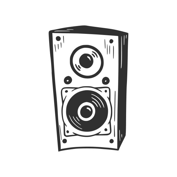 手绘音乐扬声器柱图片下载