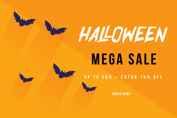 简单的万圣节特别优惠横幅与蝙蝠图片下载