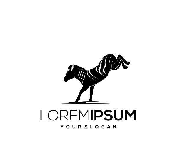 斑马动物标志设计剪影图片下载