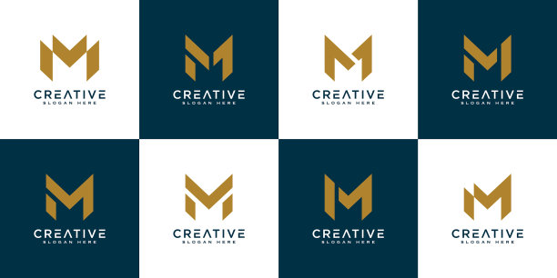 集首字母m抽象标志设计图片下载