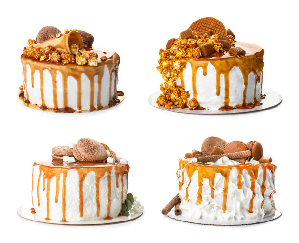 一套不同的美味蛋糕孤立在白色图片下载
