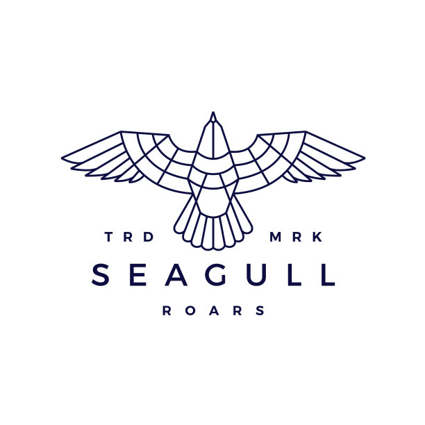 海鸥线条轮廓单线咆哮平飞图片下载