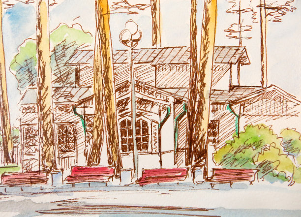 拉脱维亚尤尔马拉街，图文绘制旅游速写图片下载