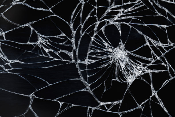 破碎的显示屏-黑色背景上的白线，设计元素。特写镜头,有选择性的重点图片下载