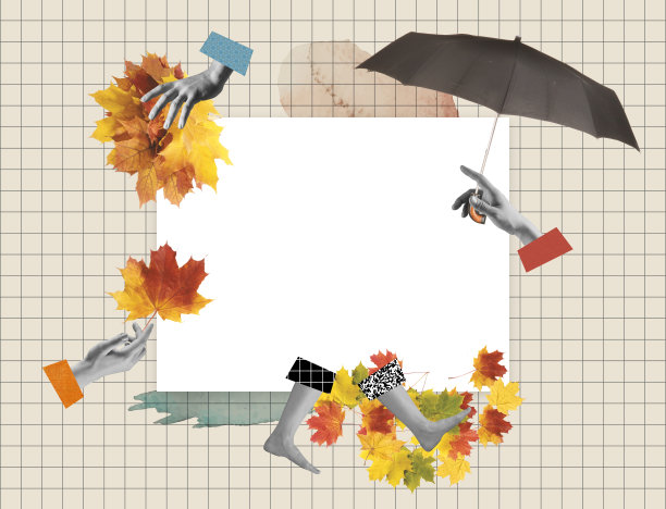 极简主义，当代艺术拼贴。灵感，想法，时尚的都市杂志风格。秋天心情，美与自然概念。贺卡设计图片下载