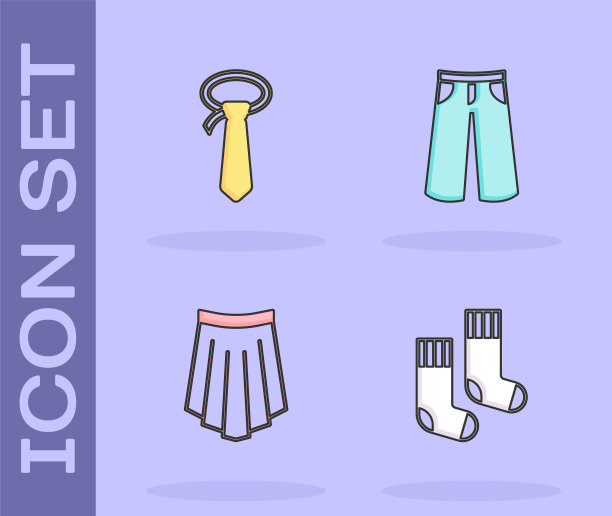 设置袜子，领带，裙子和裤子图标。向量图片下载