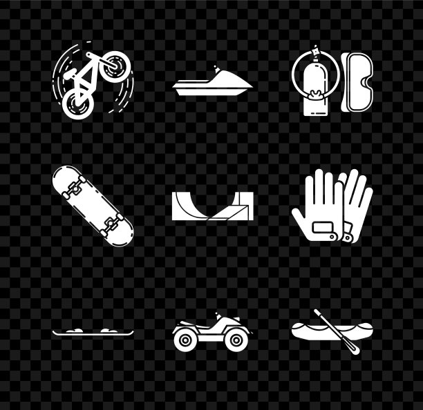 设置自行车特技水上摩托潜水面罩和图片下载