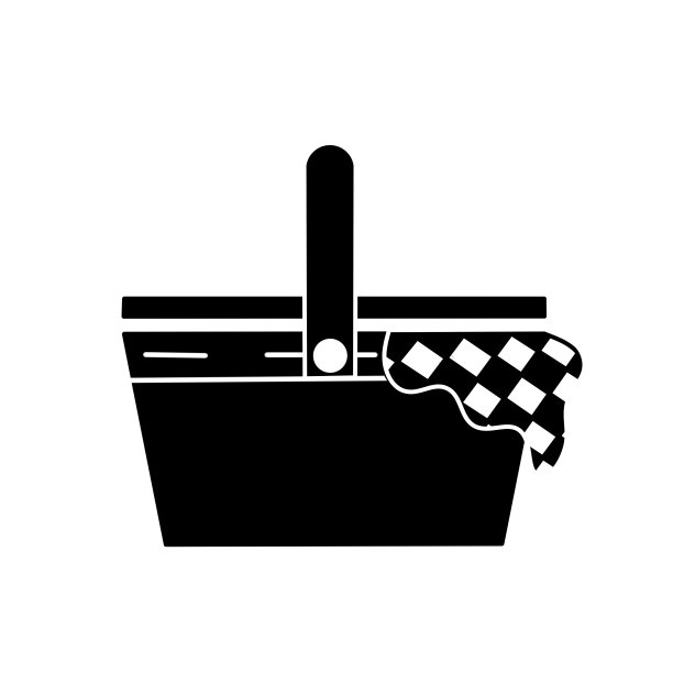 野餐篮图标插图的黑色剪影。线性风格标志的移动概念和网页设计。插图的野餐篮子符号。图片下载