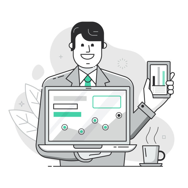 业务分析师展示增长图表扁平化概念图片下载