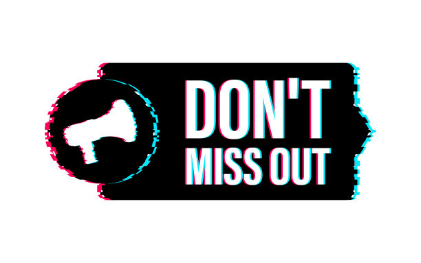 扩音器横幅-不要错过。故障图标。矢量插图。图片下载