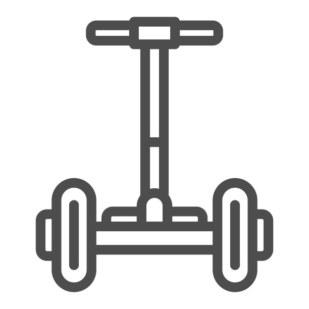 悬浮滑板前视图线图标，电动运输概念，陀螺仪与处理矢量标志在白色背景上，轮廓风格图标的移动概念和网页设计。矢量图形。图片下载