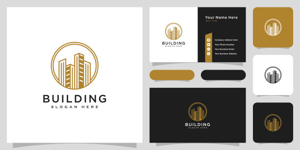 建筑房地产标志矢量设计和名片图片下载
