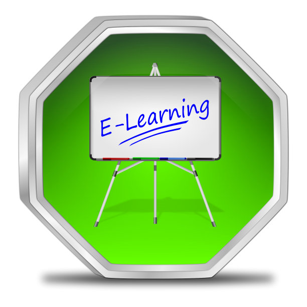 电子学习按钮- 3D插图图片下载