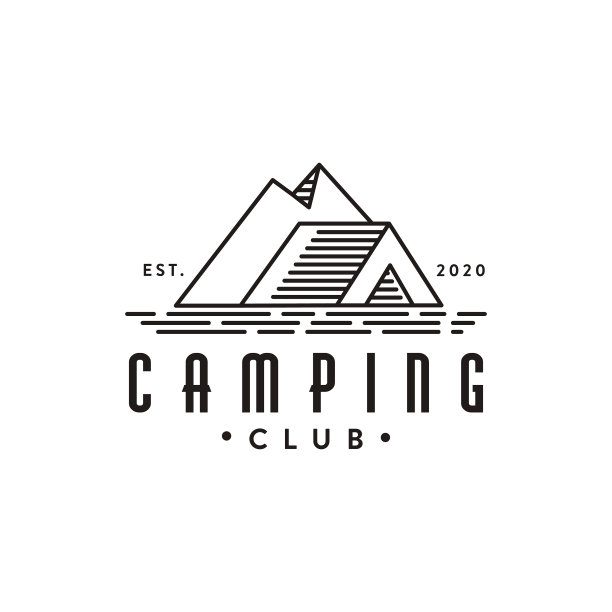 复古线性艺术露营户外冒险标志图片下载