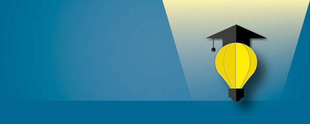发光的想法灯泡与帽上的蓝色背景，为创新思维创意设计。图片下载