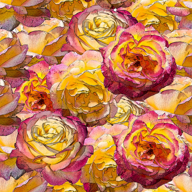 无缝的图案与鲜花的玫瑰。图片下载