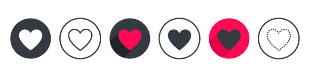 心的图标。不同风格和类型的心。向量的心。矢量图图片下载