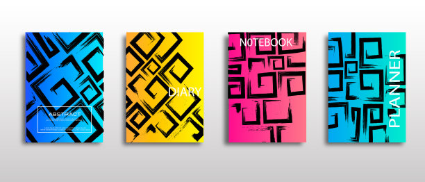 最小向量抽象封面笔记本设计。计划和日记封面印刷。图片下载