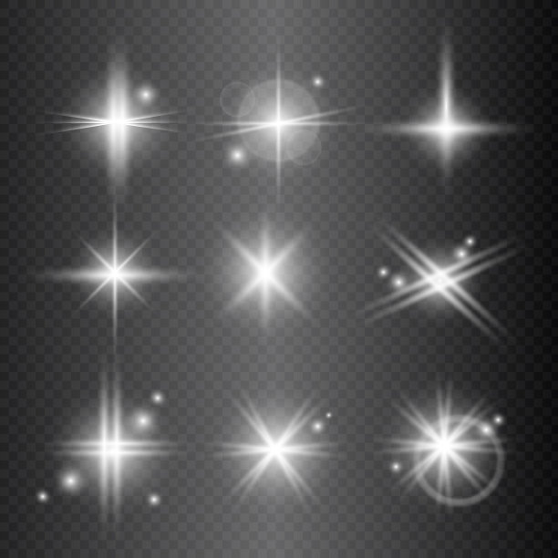 设置，白色眩光在黑暗的背景-向量图片下载