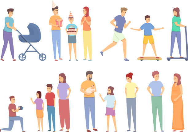 家庭时刻图标设定卡通宝宝图片下载