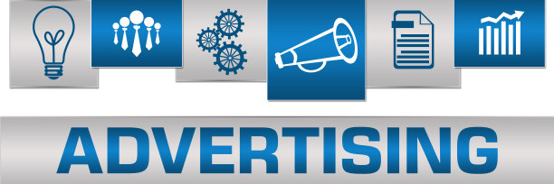广告业务符号蓝色灰色在顶部水平图片下载