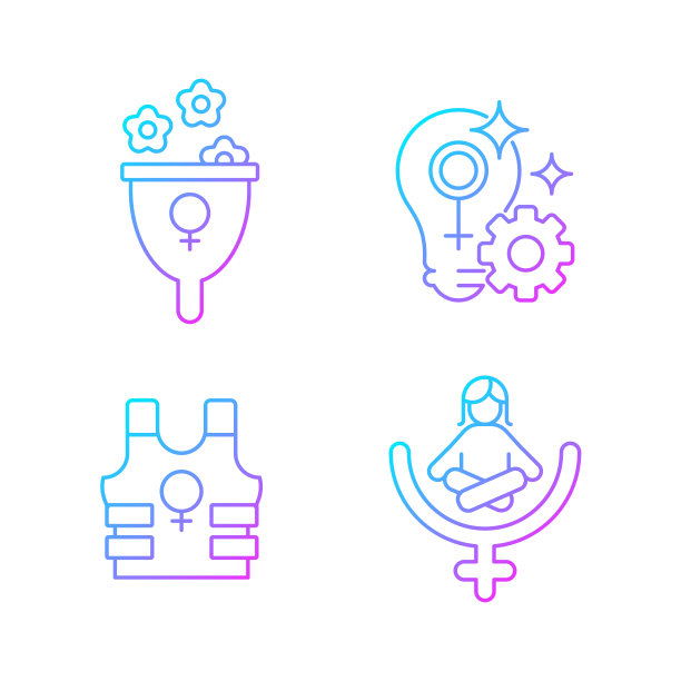 现代女权主义梯度线性矢量图标集图片下载