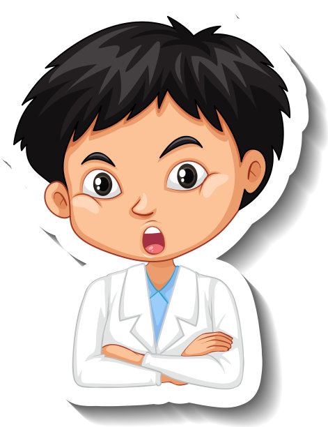 画一个穿着科学长袍的男孩卡通图片下载