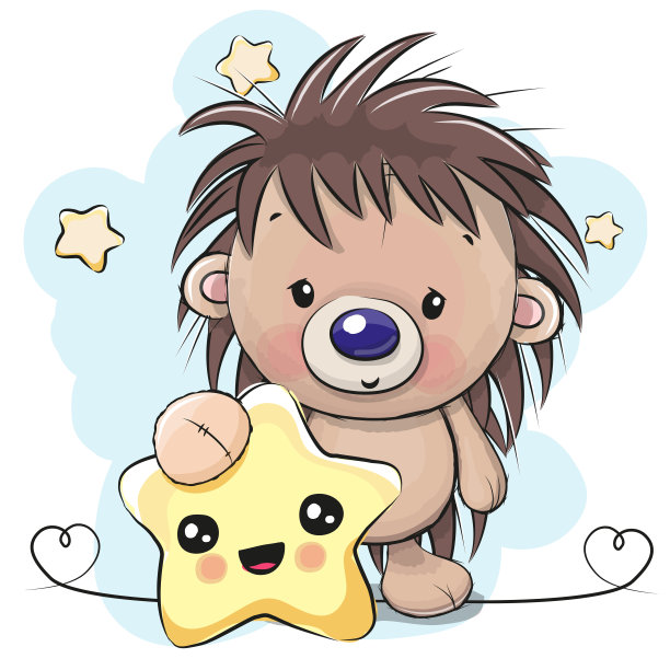 可爱的卡通刺猬与明星图片下载