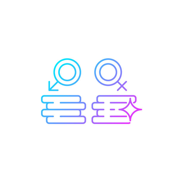 工作场所性别平等渐变线性矢量图标图片下载