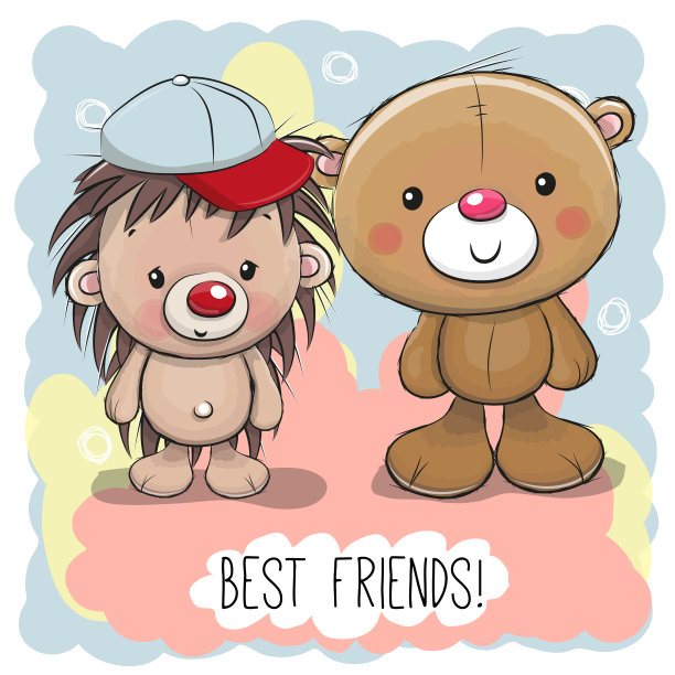 可爱的卡通熊和刺猬图片下载