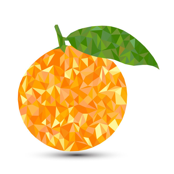 新鲜的水果橘子。低聚水果矢量插图孤立在白色背景。图片下载
