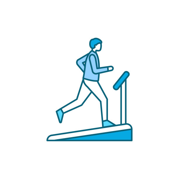 跑步机上彩色线图标。象形图网页，移动应用程序图片下载