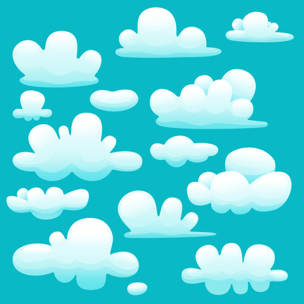 卡通云设置矢量插图图片下载