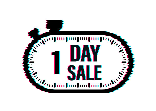 1天出售。倒数计时器。时钟图标。故障图标。时间图标。数时间出售。矢量插图。图片下载