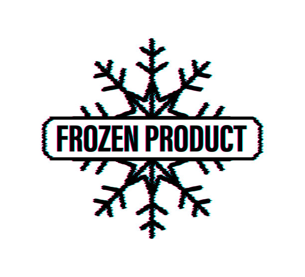 白色背景上的蓝色冷冻产品。食品标志。故障图标。矢量插图。图片下载