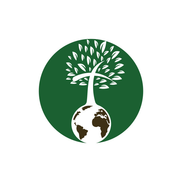 全球教会矢量标志设计模板。带有十字树矢量图标的球体。图片下载