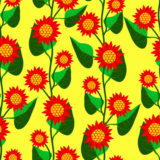 矢量向日葵无缝模式。图片下载