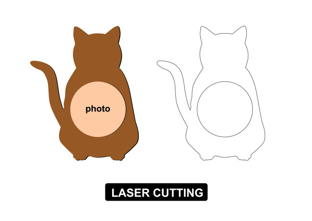 两只猫的剪影，尾巴交织成心形。模板用于激光切割，剪纸，木材，金属。墙贴纸,面板。手绘矢量插图。图片下载