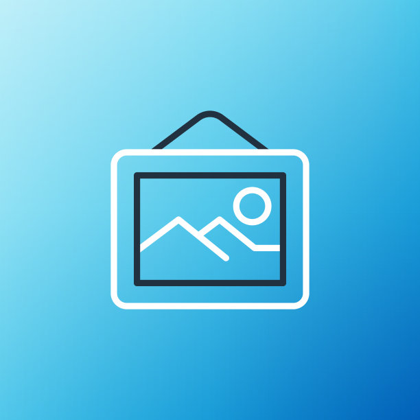 线画风景图标孤立在蓝色图片下载