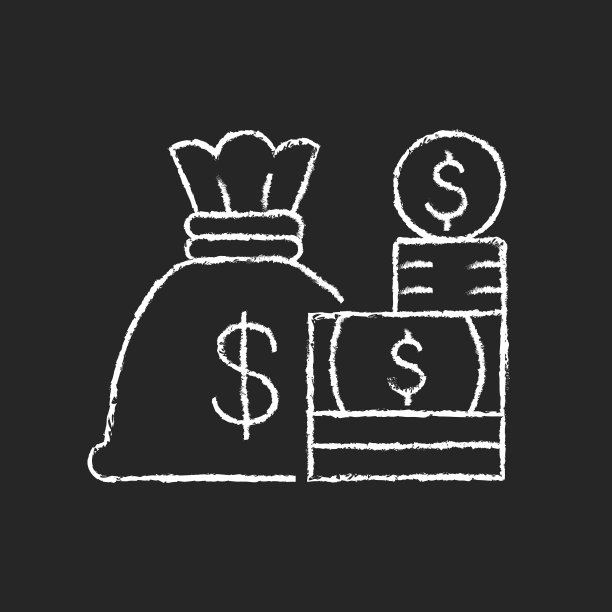 现金粉笔白色图标在黑暗的背景图片下载