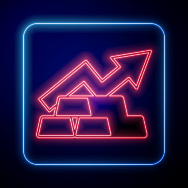 发光的霓虹灯金融增长图表箭头与黄金图片下载